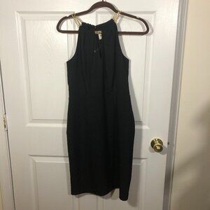 Ashley Graham Beyond Black Sleeveless Gold Chain Knee Length Dress, 6